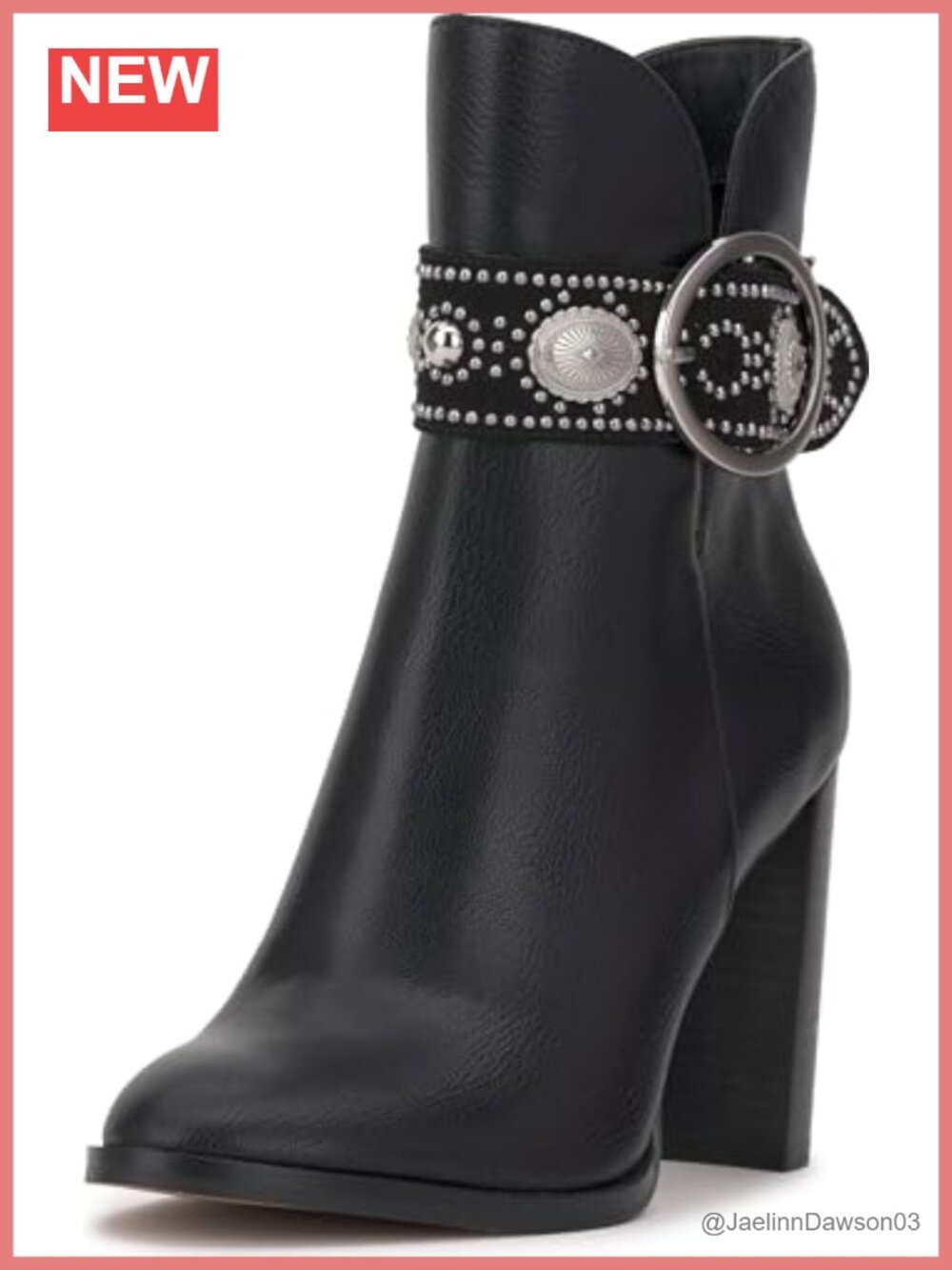Faux Leather Ankle Bootie with Stacked Heel and Zip Closure